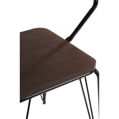 Black Metal and Elm Wood Armchair | District