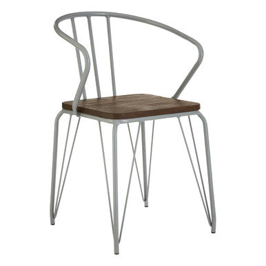 Grey Metal and Elm Wood Armchair | District