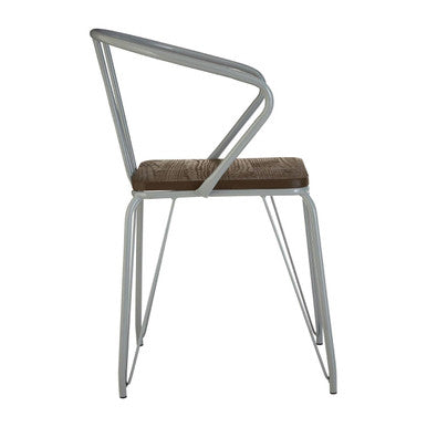 Grey Metal and Elm Wood Armchair | District