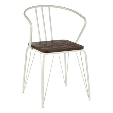 White Metal and Elm Wood Armchair | District