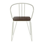 White Metal and Elm Wood Armchair | District
