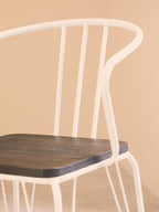 White Metal and Elm Wood Armchair | District