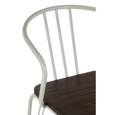 White Metal and Elm Wood Armchair | District