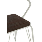 White Metal and Elm Wood Armchair | District
