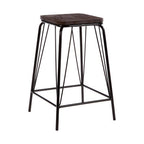 Black Metal and Elm Wood Stool | District