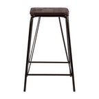 Black Metal and Elm Wood Stool | District