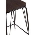 Black Metal and Elm Wood Stool | District