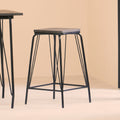 Black Metal and Elm Wood Stool | District