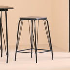 Black Metal and Elm Wood Stool | District