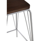 Grey Metal and Elm Wood Stool | District