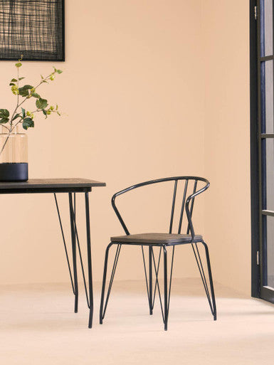 Black Metal Legs and Elm Wood Top Dining Table | District
