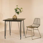 Black Metal Legs and Elm Wood Top Dining Table | District