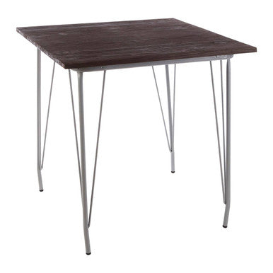 Grey Metal Legs and Brown Elm Wood Top Dining Table | District