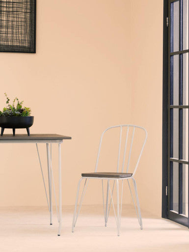 Grey Metal Legs and Brown Elm Wood Top Dining Table | District