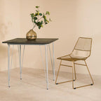 Grey Metal Legs and Brown Elm Wood Top Dining Table | District