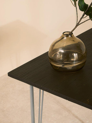 Grey Metal Legs and Brown Elm Wood Top Dining Table | District