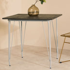Grey Metal Legs and Brown Elm Wood Top Dining Table | District
