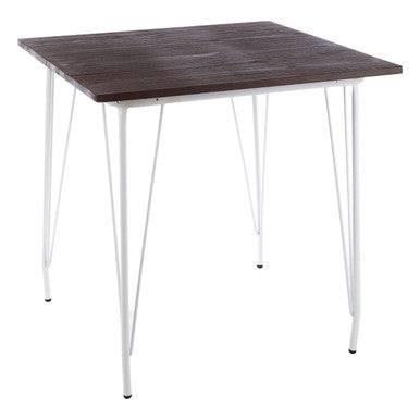 White Metal Legs and Brown Elm Wood Top Square Dining Table | District