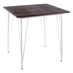 White Metal Legs and Brown Elm Wood Top Square Dining Table | District