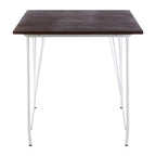 White Metal Legs and Brown Elm Wood Top Square Dining Table | District