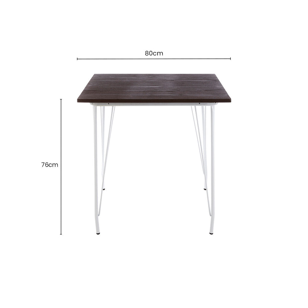 White Metal Legs and Brown Elm Wood Top Square Dining Table | District