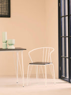 White Metal Legs and Brown Elm Wood Top Square Dining Table | District