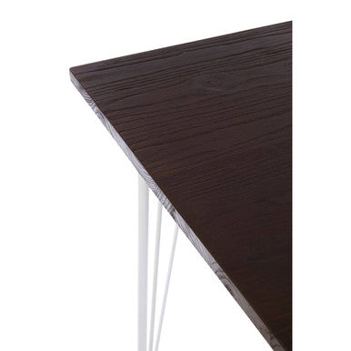 White Metal Legs and Brown Elm Wood Top Square Dining Table | District