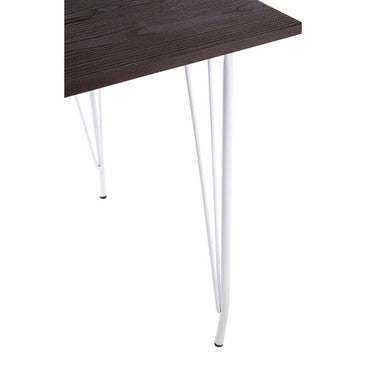 White Metal Legs and Brown Elm Wood Top Square Dining Table | District