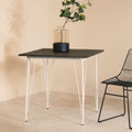 White Metal Legs and Brown Elm Wood Top Square Dining Table | District