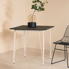 White Metal Legs and Brown Elm Wood Top Square Dining Table | District
