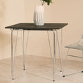 Silver Chrome Metal Legs and Brown Elm Wood Top Table | District