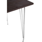 Silver Chrome Metal Legs and Brown Elm Wood Top Table | District