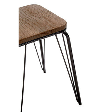 Black Metal and Elm Small Wood Stool | District