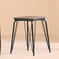 Black Metal and Elm Small Wood Stool | District