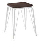 White Metal and Elm Small Wood Stool | District
