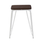 White Metal and Elm Small Wood Stool | District