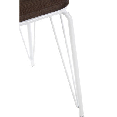 White Metal and Elm Small Wood Stool | District