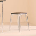 District Chrome Metal And Elm Small Wood Stool