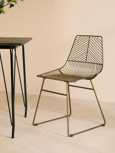 Bronze Metal Wire Tapered Legs Chair | District
