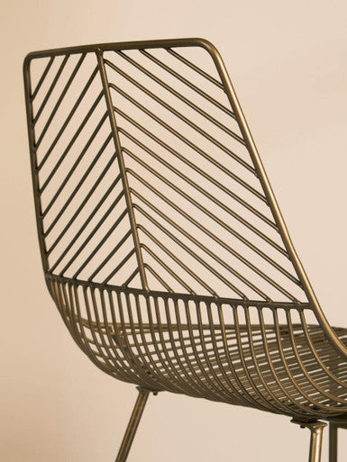 Bronze Metal Wire Tapered Legs Chair | District