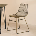 Bronze Metal Wire Tapered Legs Chair | District