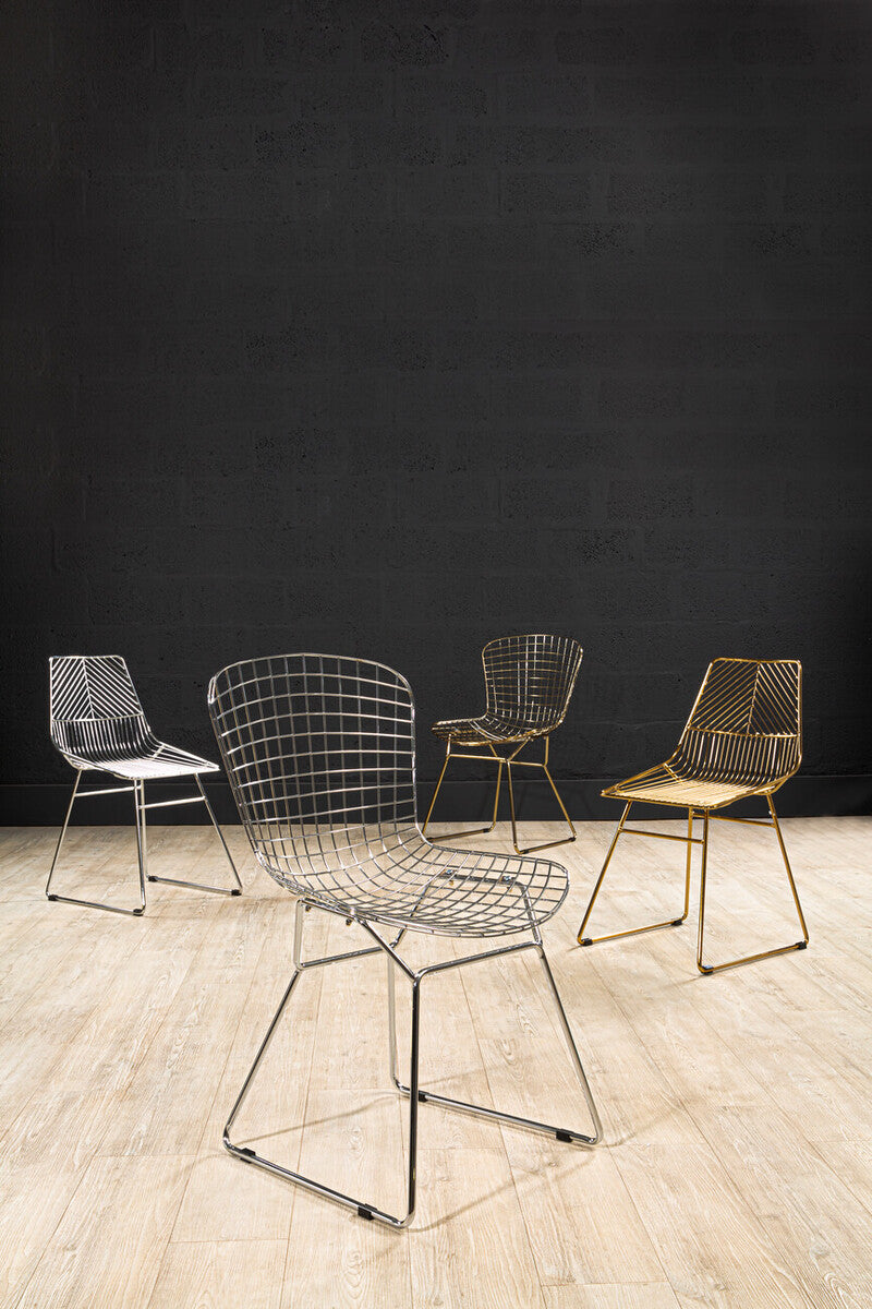 Chrome Metal Wire Tapered Legs Chair | District