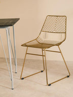District Small Gold Finish Metal Wire Chair