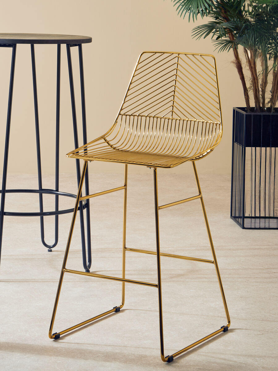 Gold Metal Wire Tapered Bar Chair | District