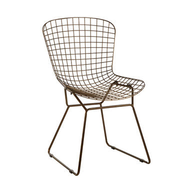 Bronze Metal Grid Frame Wire Chair | District