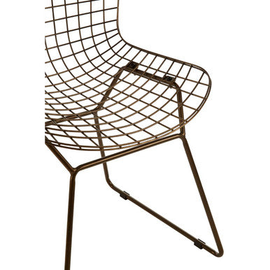 Bronze Metal Grid Frame Wire Chair | District