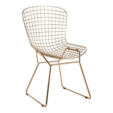 Gold Metal Grid Frame Wire Chair | District