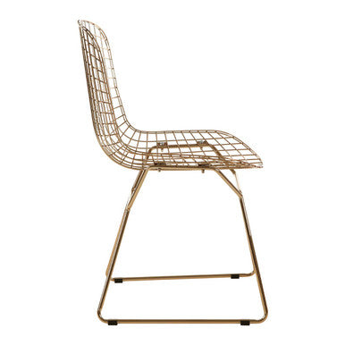 Gold Metal Grid Frame Wire Chair | District