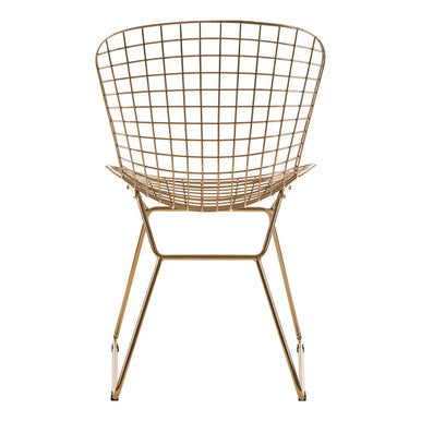 Gold Metal Grid Frame Wire Chair | District