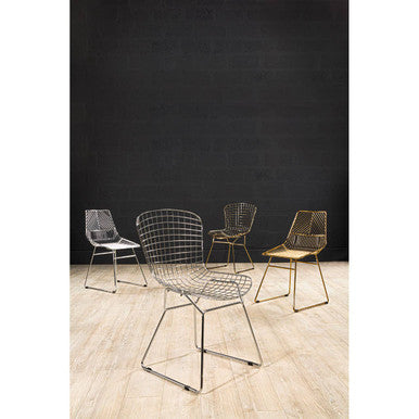 Gold Metal Grid Frame Wire Chair | District